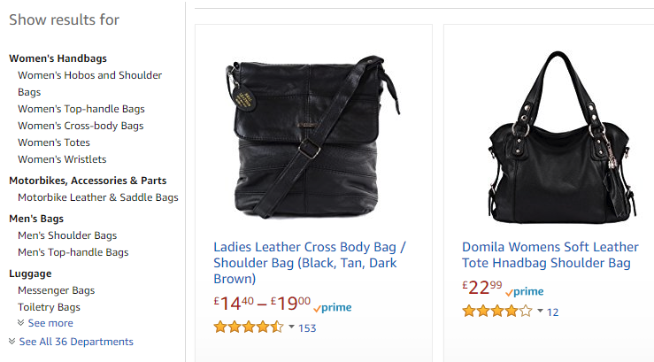 Not pictured: popular but incorrectly-tagged black leather bags.